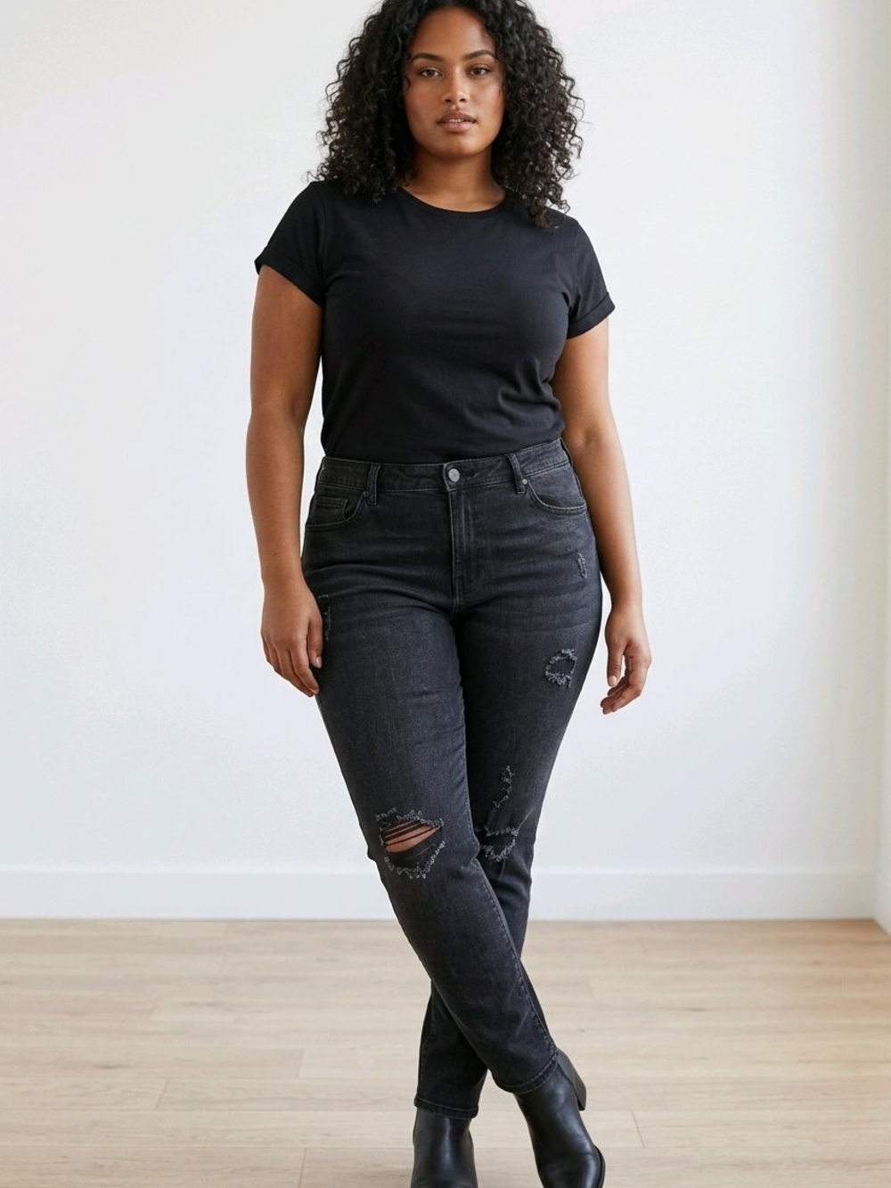 Old Navy Pop Icon Skinny Jeans Women’s 16 Short Black Distressed Mid Rise